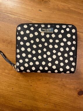 kate spade Black and White Polka Dot Zip-Around Wallet
